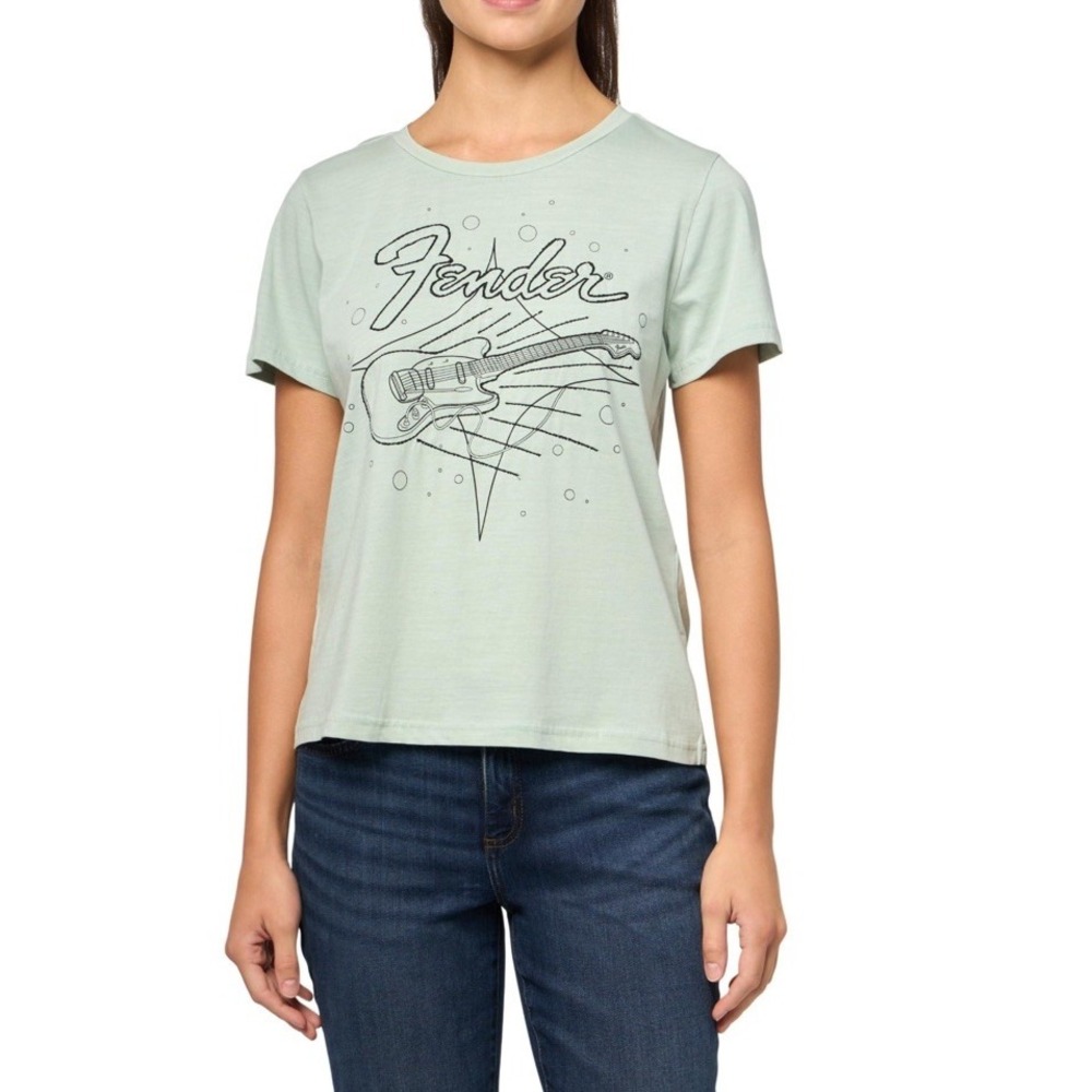 Lucky Brand Blue Fender‎ Space Machine T Shirt Embroidered Logo Blue Women's L